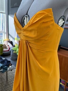 Zimmermann Mustard Draped Strapless Mini Dress